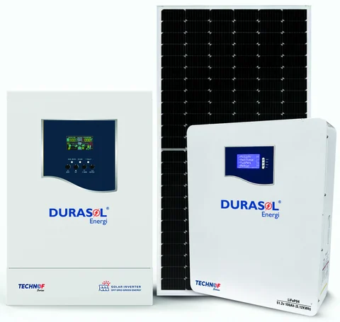 Durasol active hybrid solar inverter, lithium battery and solar panel
