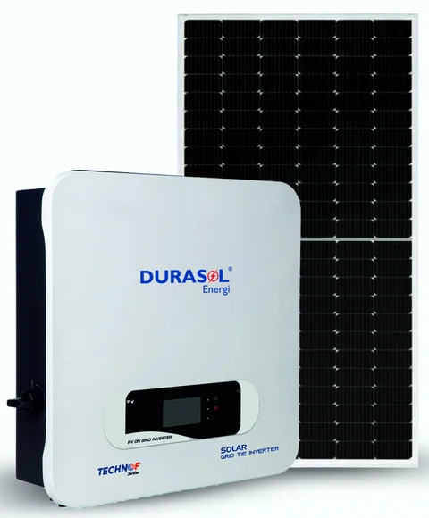 Durasol Technof on-grid solar inverter with a solar panel